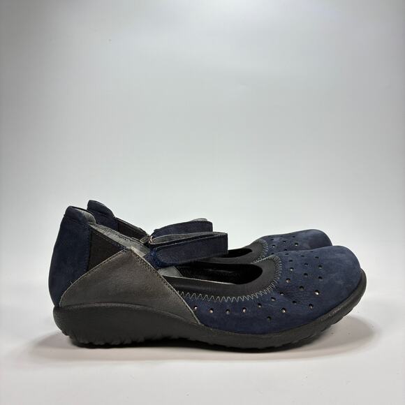 Naot Matua Mary Jane Shoes Navy Velvet Flats Comfort Walking Women's Size EU 38 - Picture 1 of 9